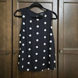 Fifty Street Plush Polka Dot Oversized Tank Black White Artsy Classic Pop Medium